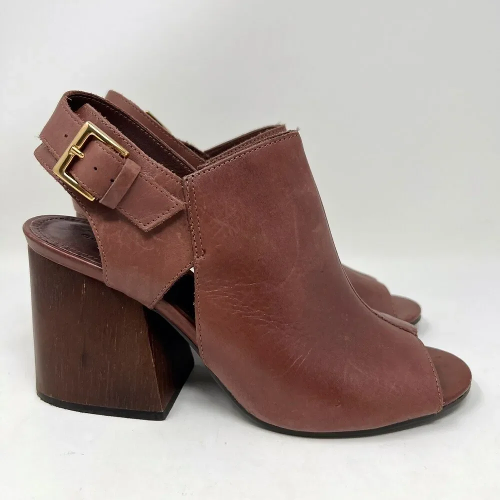Chocolat Blu Tan Leather Block Heel Sandals - Picture 3 of 13